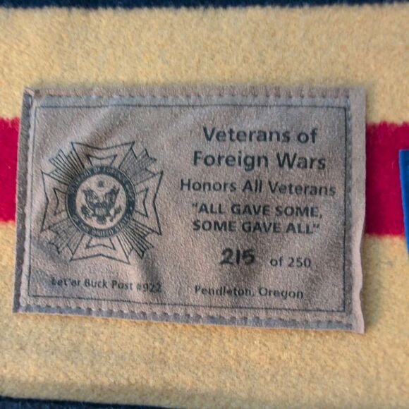 Pendleton Limited Edition Veterans of Foreign Wars Brown Blue Blanket NWT Throw - Picture 8 of 16